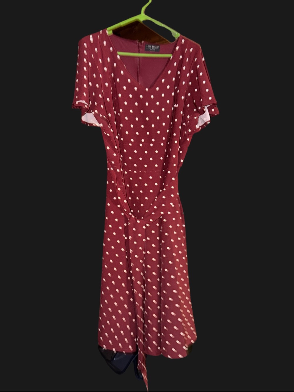 Lane Bryant Burgundy and White Polka Dot Midi Dress